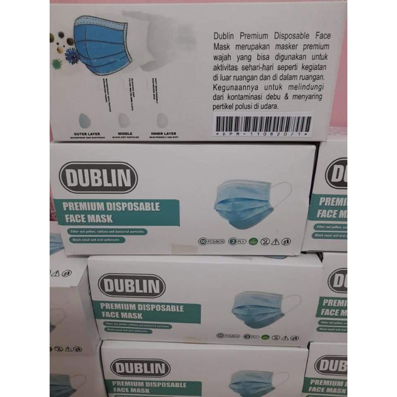 Dublin premium masker 3ply isi 50 / face mask harga grosir murah