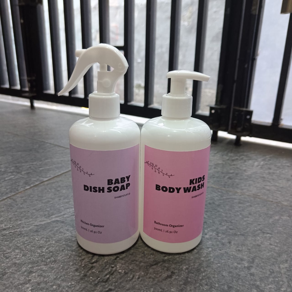 WHIT-203 Refill Bottle Botol Pump PUTIH PINK Pastel Minimalis Aesthetic Botol Sabun Mandi Cuci Piring Dapur 500 ml