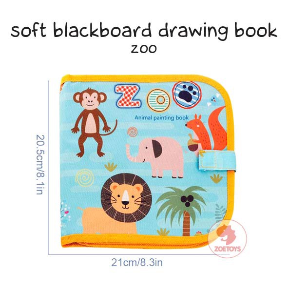 Zoetoys Soft Blackboard Drawing Book 12 pen | Buku Papan Tulis Anak Bisa Dihapus | Erasable Book