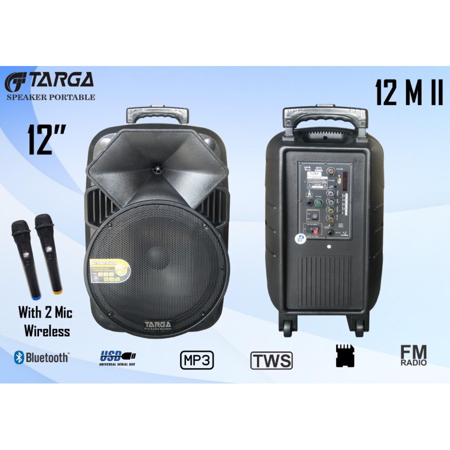 SPEAKER PORTABLE AMPLIFIER WIRELESS TARGA TR-12M - 12 INCH BLUETOOTH