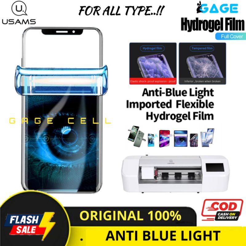 USAMS - OPPO RENO5 RENO4 PRO 5G HYDROGEL ANTI GORES BLUE LIGHT RADIASI FULL LAYAR SCRREN PROTECTOR