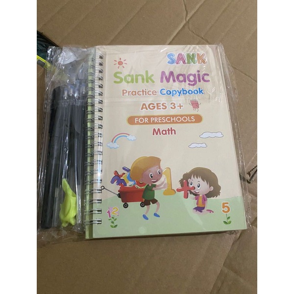 HWLB Sank Magic Book / Buku latihan menulis anak 1 set isi 4 buku dan pen