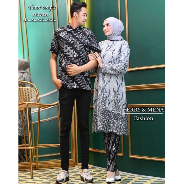 Couple Kebaya Tunik Tulle dan Kemeja Batik / Kebaya Couple / Kebaya Lamaran / Kebaya Couple / Kebaya