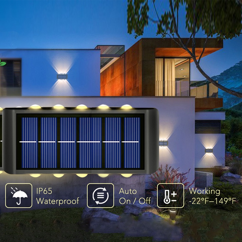 【Ready Stock】10LED Solar Wall Light/Lampu Solar Outdoor/ Lampu Solar Anti Air/Lighting Lampu Dinding Lampu Tahan Air Lampu Hias Taman