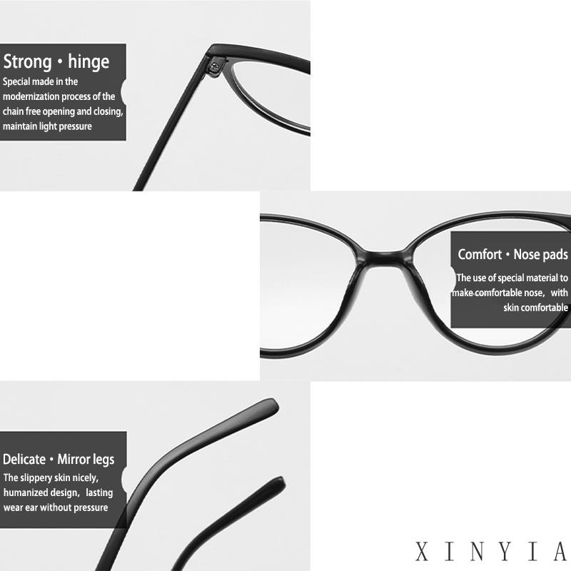 【COD】Kacamata Korea Wanita Kacamata Anti Radiasi Wanita Fashion Cat Eye Eyeglasses Kacamata Hitam UV400 Bingkai Struktur Bahan Plastik Ringan Untuk Travel