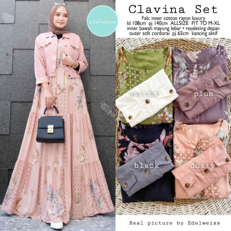 Ready√√ CLAVINA SET dress halus by Edelweiss