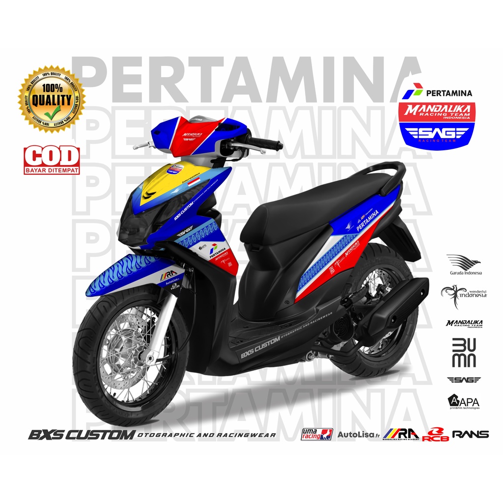 [COD] STICKER DECAL HONDA BEAT LIVERY PERTAMINA MANDALIKA RACING TEAM BEAT KARBU FI ESP ALL NEW