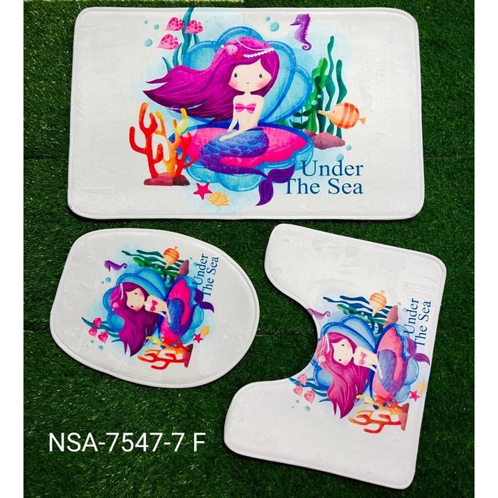 KESET KAMAR MANDI SET ISI 3PCS MERMAID NSA-7547-7F
