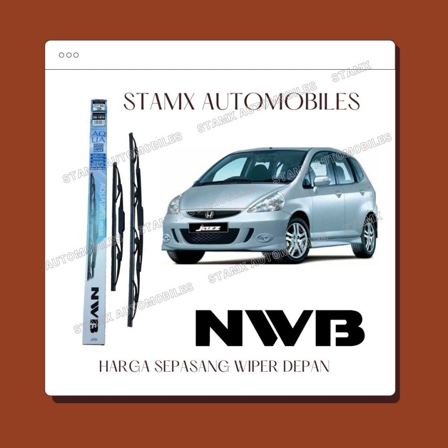 Wiper depan Honda Jazz IDSI / VTEC body GD3 2003-2007 uk. 24 inch & 14 inch ORIGINAL ASLI ORI merk N