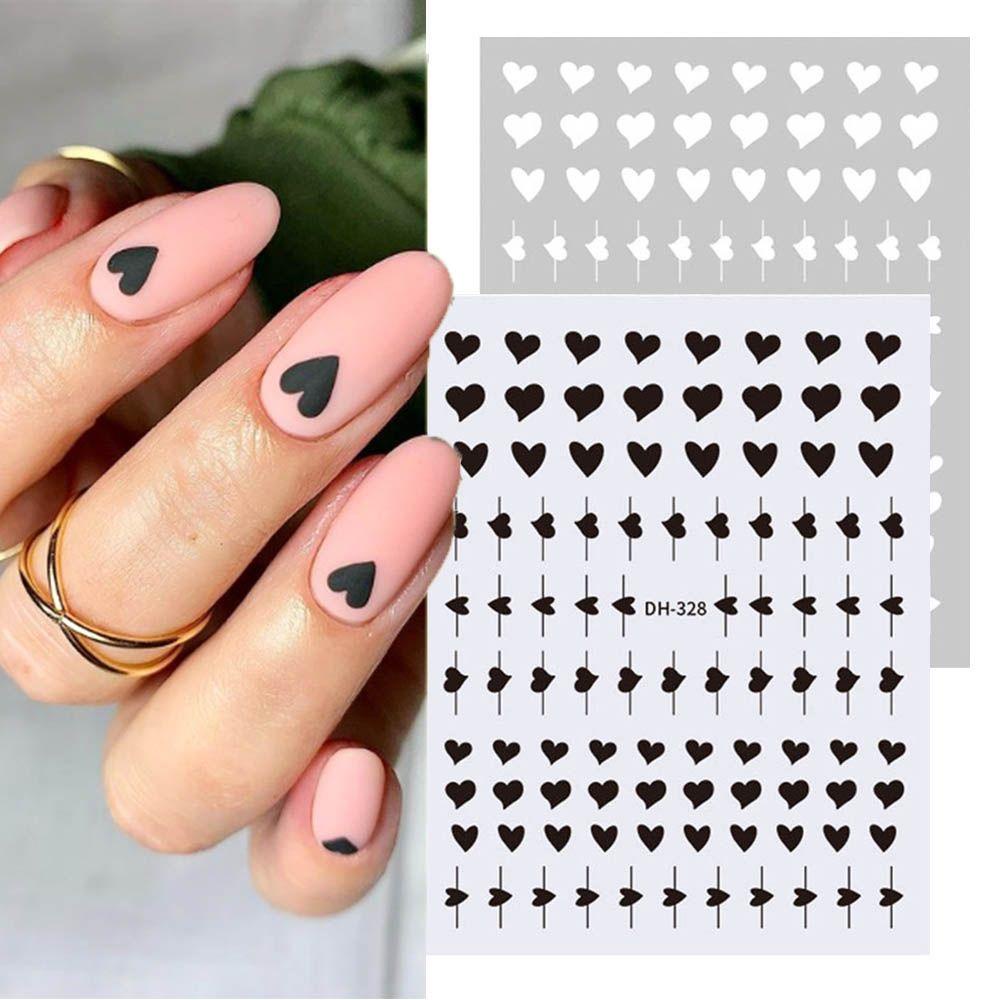 Mxbeauty Stiker Kuku Hati Putih Cinta Hati Kartun Perekat Diri DIY Dekorasi Nail Art