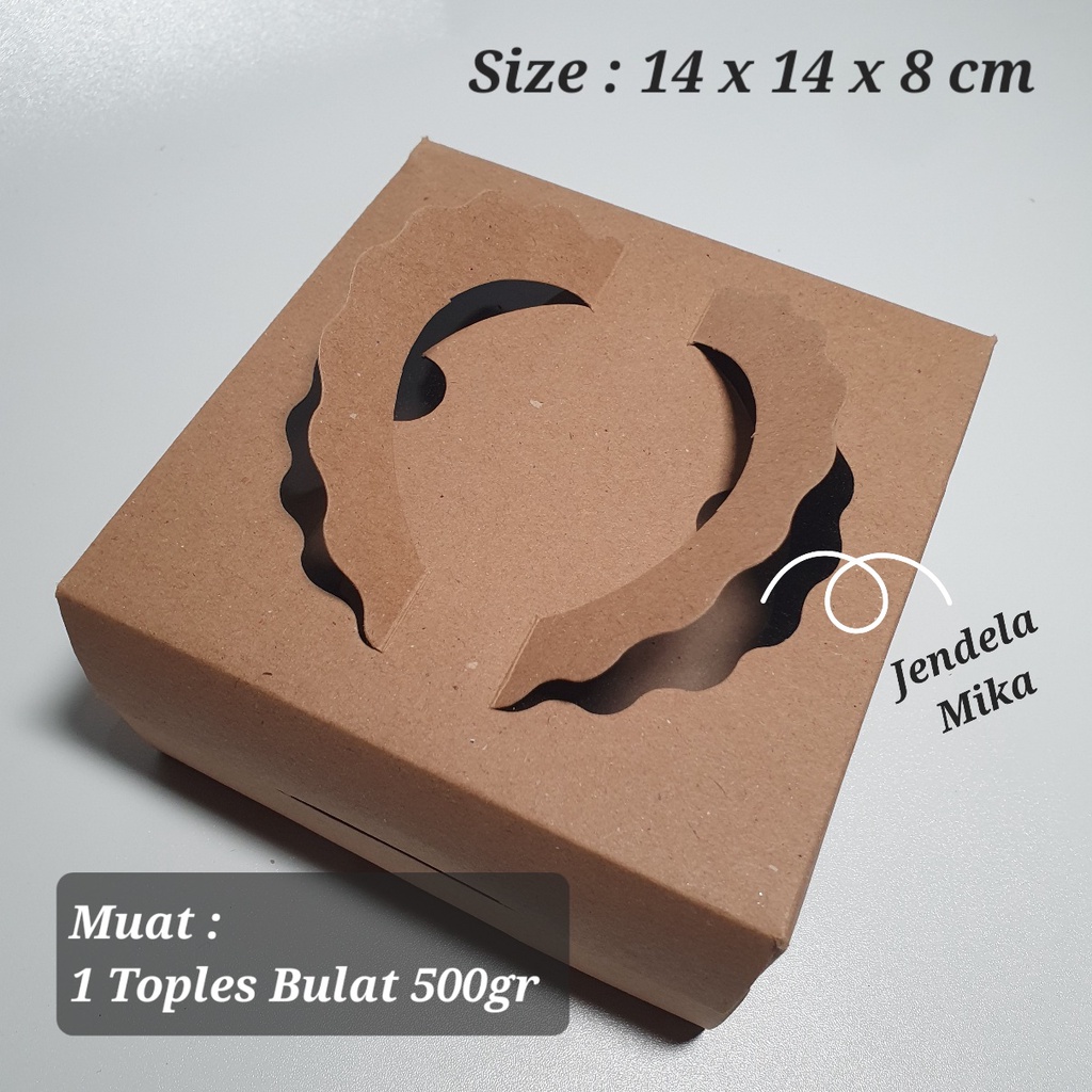 

Box Mika 14x14x8cm Dus Kue Muat 1 Toples 500gr - Packaging Hampers Idul Fitri Lebaran Natal Imlek dus unik cantik