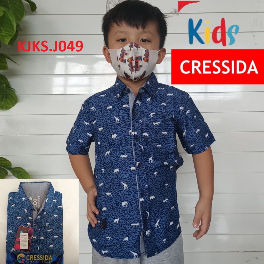 gos CRESSIDA KIDS KEMEJA Anak Salur Motif Hem Atasan Lengan Pendek Anak Cowok