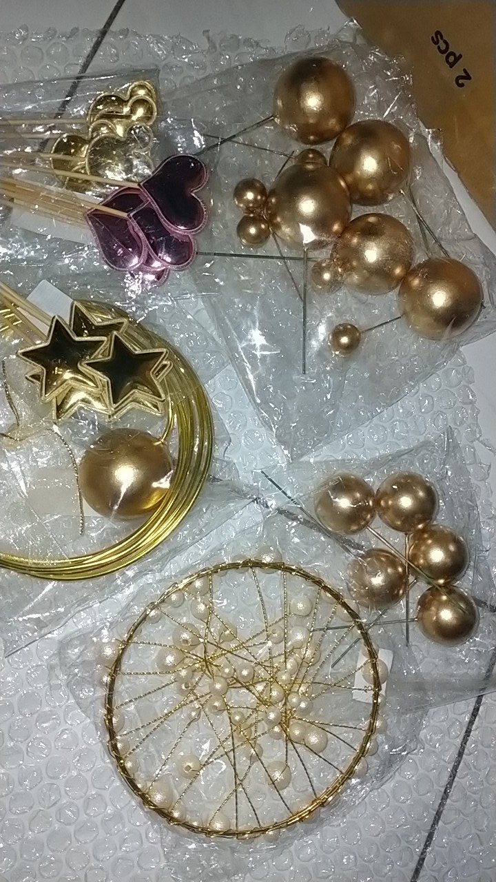 Topper Cake Hiasan Kue Spiral Ball Star Bintang Bola Gold Ulang Tahun Happy Birthday New Year Imlek