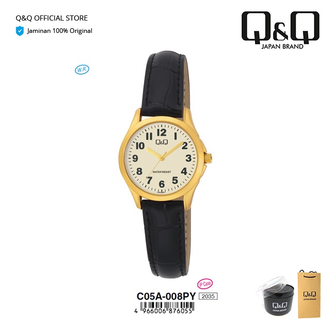 Q&Q QnQ QQ Jam Tangan Arloji Wanita Fashion Analog Leather Kulit - C05 C05A Water Resist 3 BAR-1