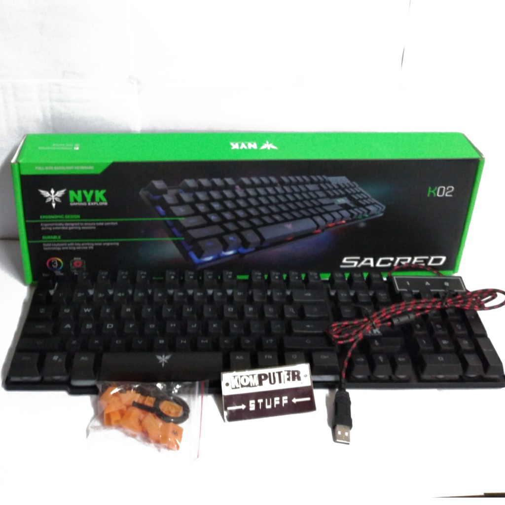 Keybord gaming murah NYK K-02 RGB LED Backligh Compatible for PC and laptop