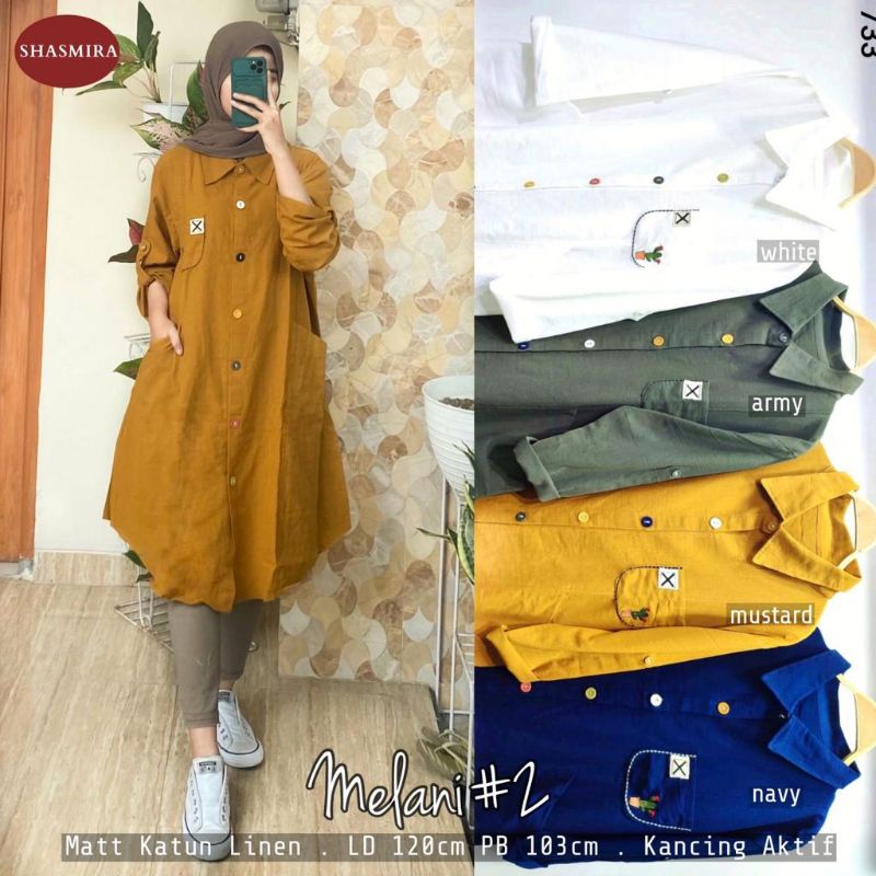NEW MOANA TUNIK/KEMEJA WANITA/BAHAN LINEN XXL LD 120CM