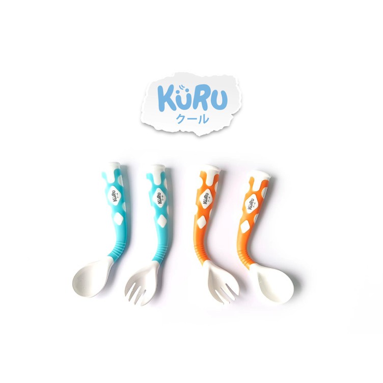 KURU Sendok Garpu Makan Bayi Baby Flexi Fun Spoon and Fork Set