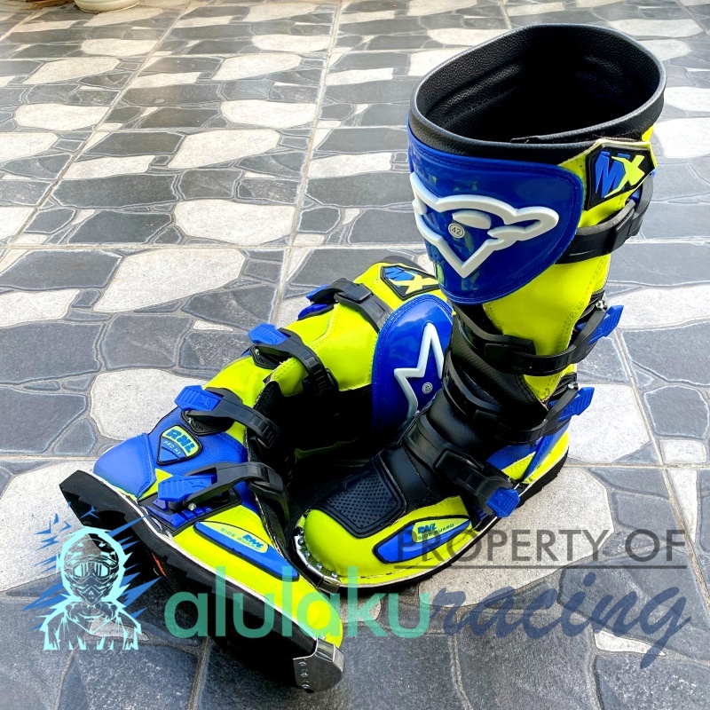 Sepatu Motocross RNL Racing Product Original MX Trail - Fluogreen Blue