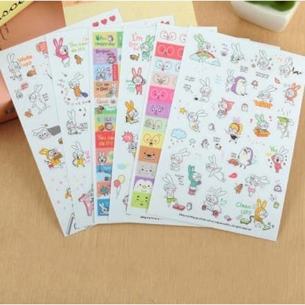 KAWAII Diary Deco Stickers - Two Funny Rabbit (6pcs)