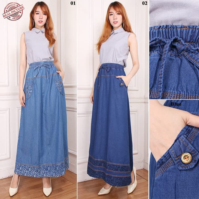 Rok Panjang Aastha Rok Maxi Wanita - Biru Muda
