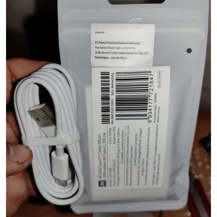 Xiaomi Mi Kabel Charger Usb Type C Fast Charging Original