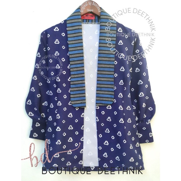 DEETHNIK - Baju batik model blazer batik cap mix lurik