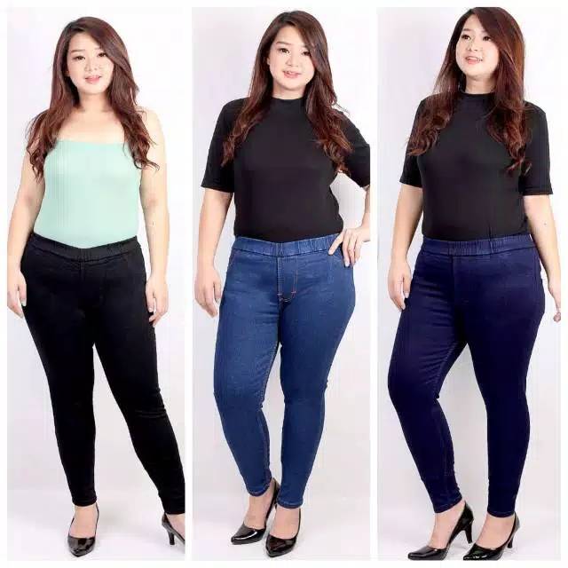 35 38 celana jeans  pinggang karet  jegging highwaist wanita  