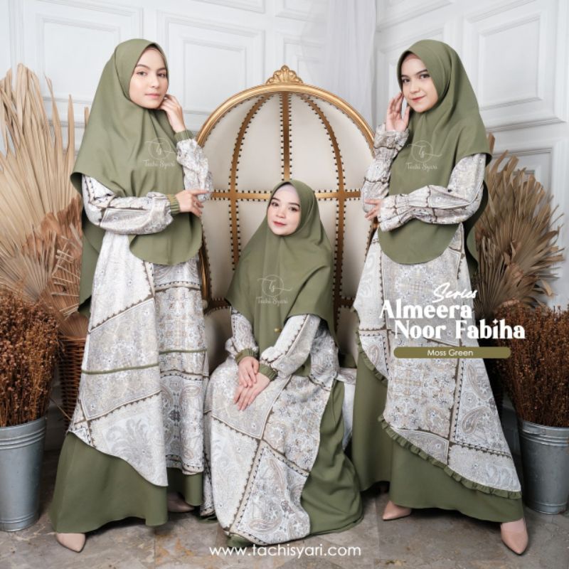 PREE ORDER ALMEERA FABIHA NOOR DRESS | By tachi syar'i set ORI | gamis batik silk | gamis kondangan kombinasi polos | Busui friendly
