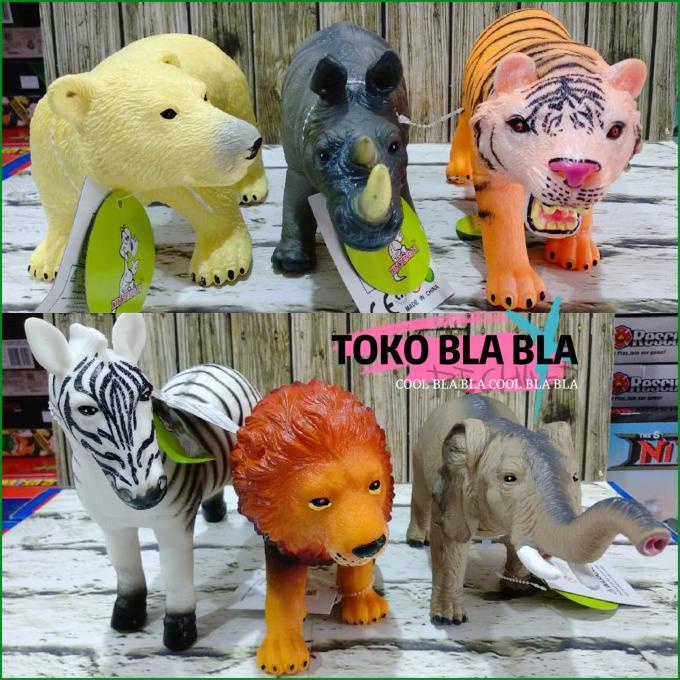 Yang Dicari] Mainan Anak Hewan Binatang Karet Besar Gajah Zebra Badak Singa Tiger