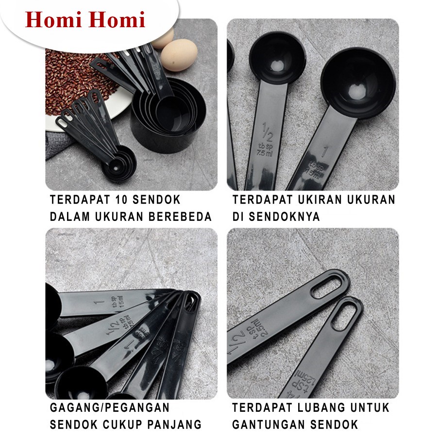 HomiHomi Sendok Ukur Plastik Alat Dapur 10Pcs Per Set - KU020