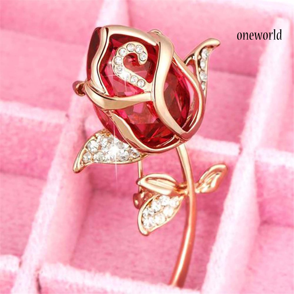 OW@ Brooch Stylish Rose Flower Design Alloy Women Girls Button Brooch for Bouquet