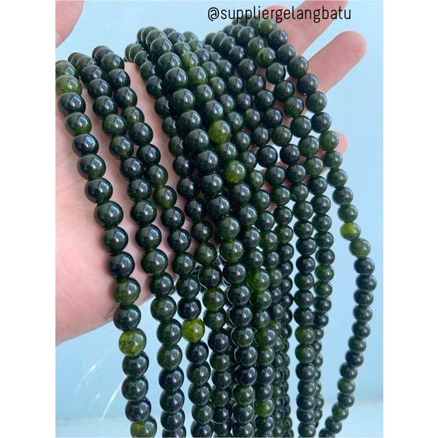 batu black jade aceh serat 8mm renceng kalung gelang akik jade giok