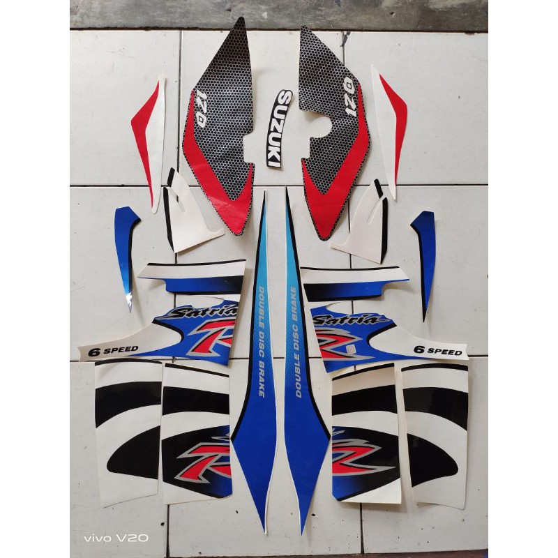 striping satria r lumba biru putih