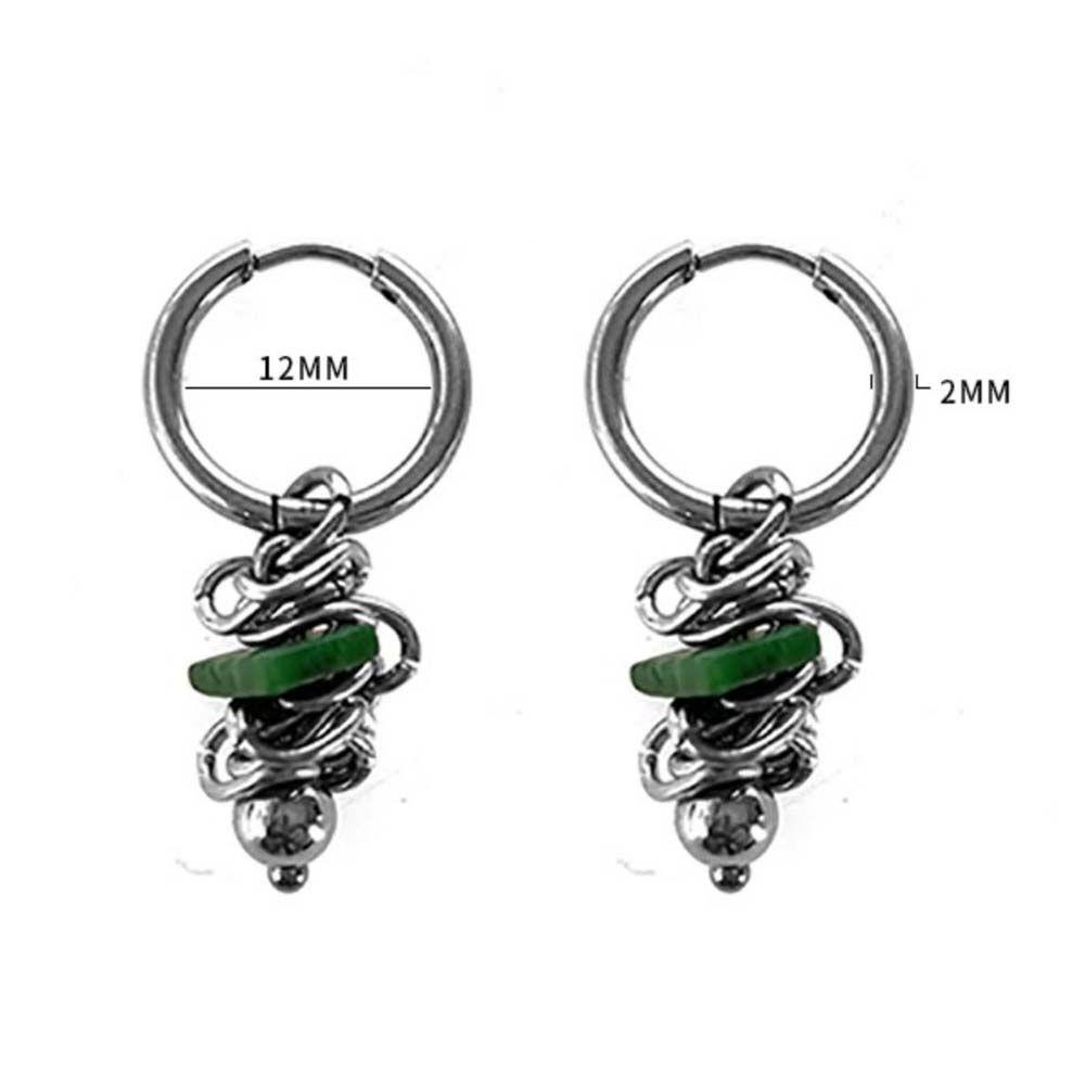 NEEDWAY Anting Giok Charms Retro Baja Titanium Tanpa Lubang Telinga Desain Tren Nasional Perhiasan Telinga Eardrop