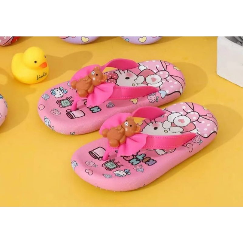 SANDAL JEPIT ANAK PEREMPUAN MOTIF PITA HELLO KITTY SANDAL KARET ANAK BABY BEAR IMPORT