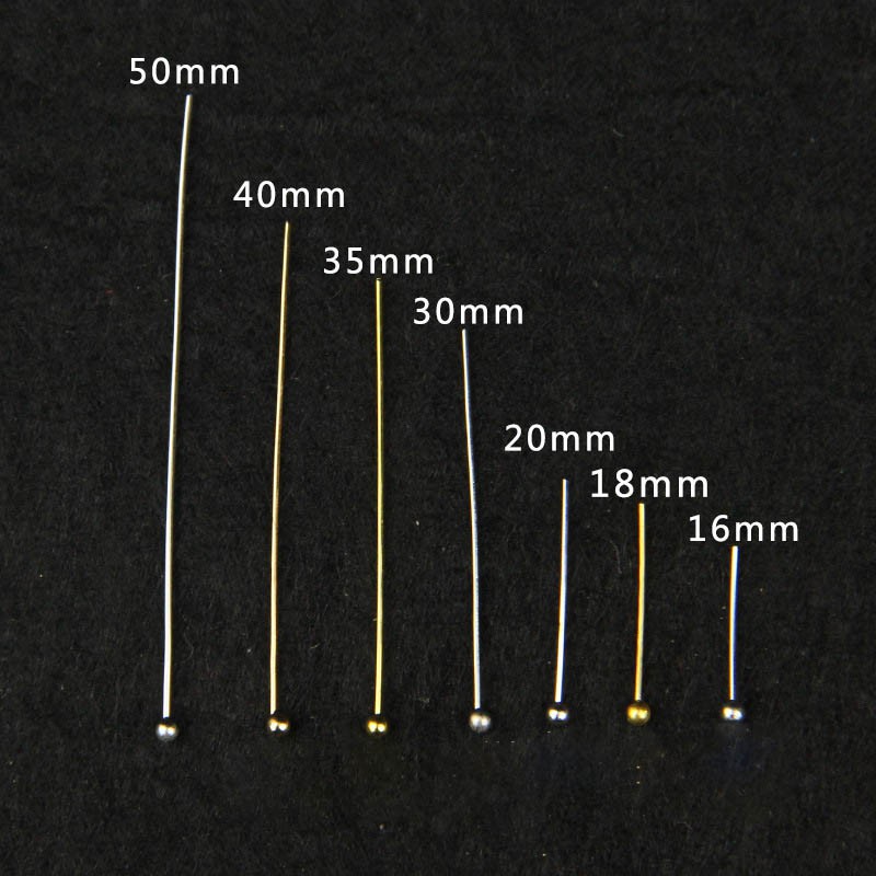 200pcs/pack 16 20 25 30 40 50 mm Muliticolor Metal Ball Head Pins For Diy Jewelry Making Head pins Findings Dia 0.5mm Supplies