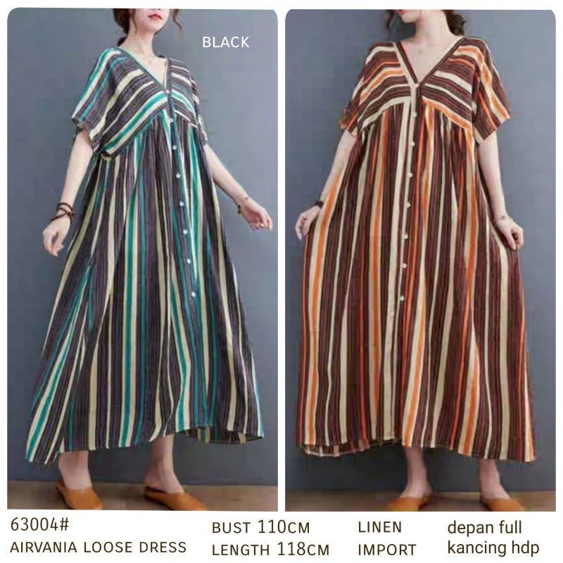 MDLV ~ 63004# Airvania Loose Dress  Maxi Dress Salur Jumbo Import