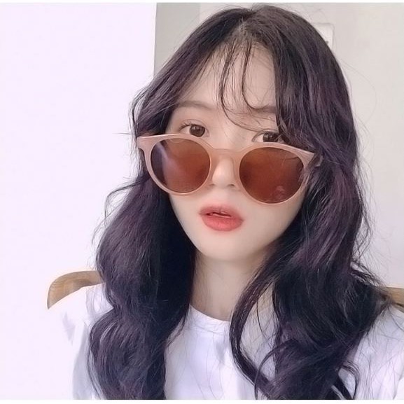 1pcs RANDOM Korean Fashion Bulat Mata Kucing Kacamata Hitam Wanita Pria Sunglasses Import Murah