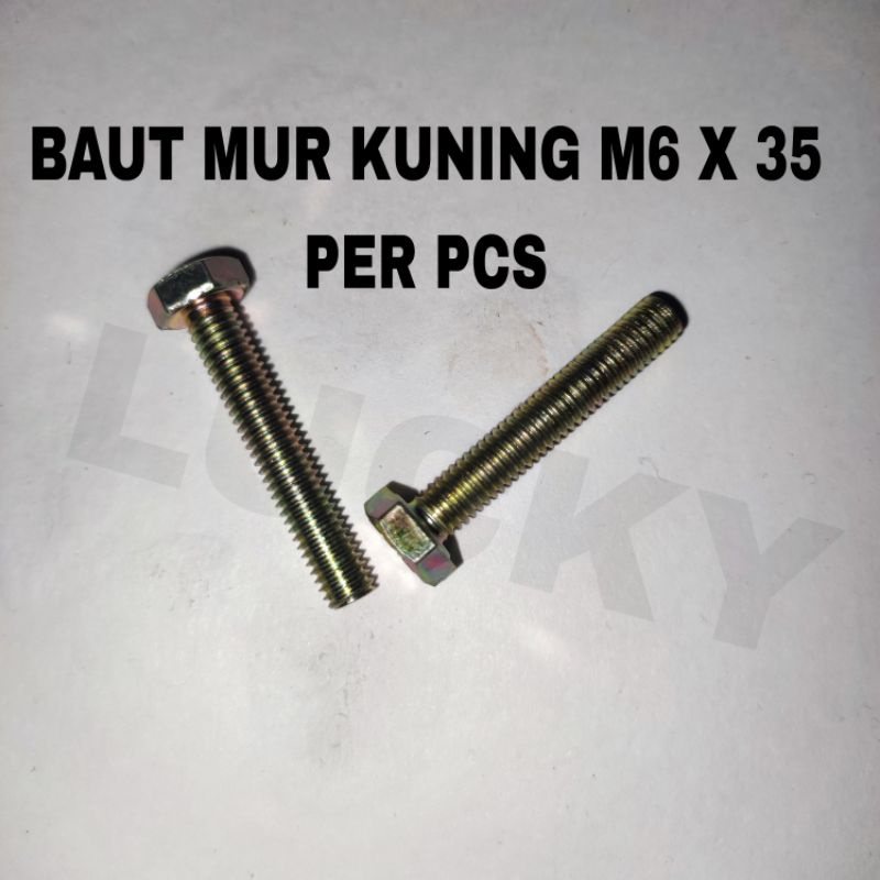 Jual BAUT MUR KUNING M6 BMK 6 X 35 KUNING BMK TERMURAH PER PCS | Shopee ...