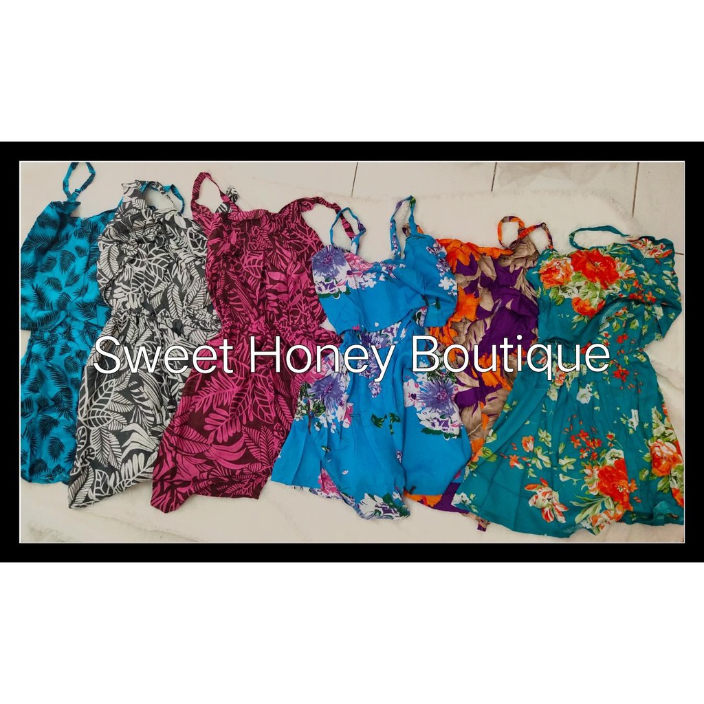 Sweet Honey ~ Jumpsuit Pendek Kipir Cipir Bali Kirana Jamsut Pendek Motif Etnik dan Bunga [Bisa COD]