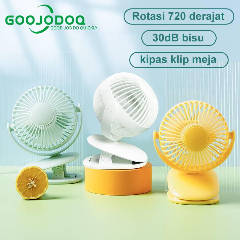 【Beli dua diskon 20%】 goojodoq Spherical 720° Rotatable Kipas Angin Portable / Super Terang Kipas Angin Meja / Klip Besar Kipas