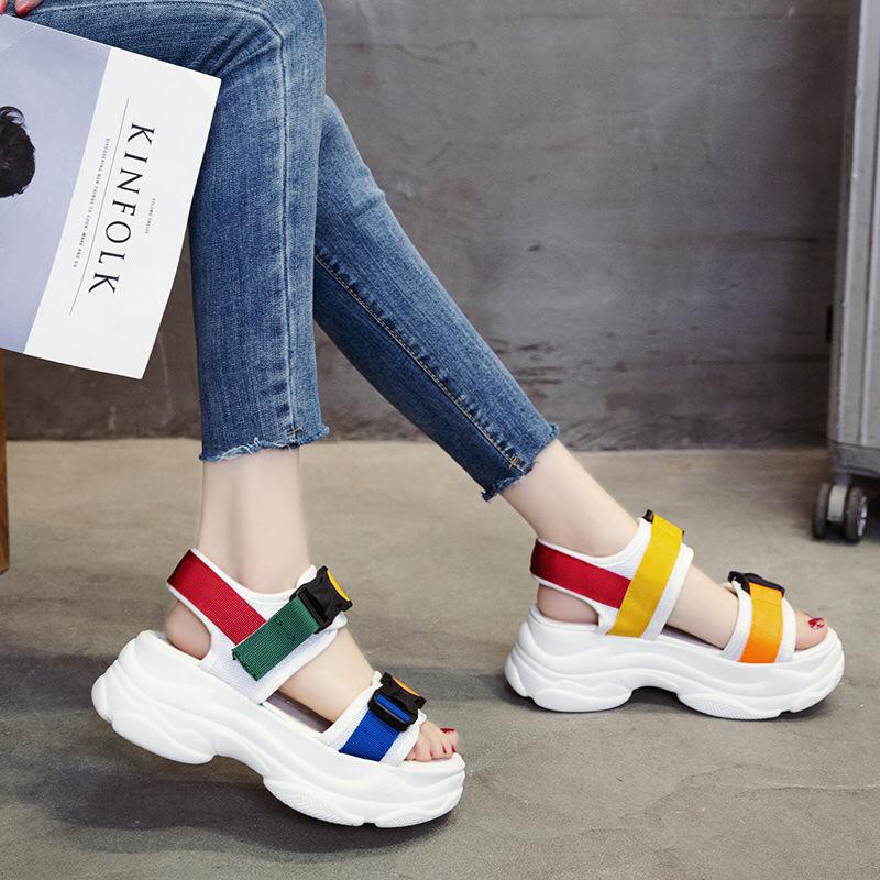 1001 SEPATU PLATFORM RAINBOW WANITA !!! - 2 WARNA