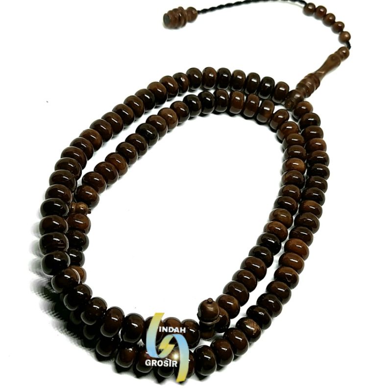 TASBIH KAOKA COKLAT GEPENG 8MM 99BUTIR ASLI NATURAL