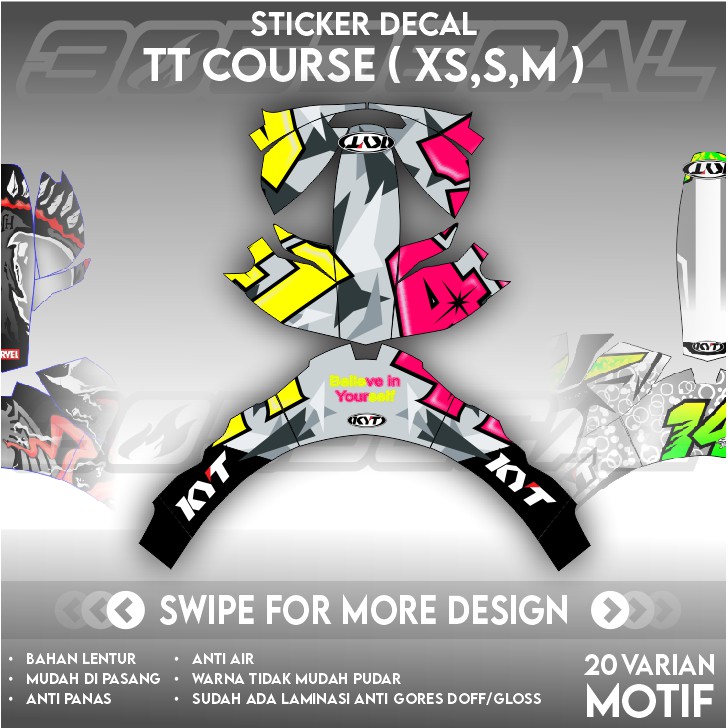 Sticker Decal Helm KYT TT COURSE ( XS,S,M ) shell kecil Part 1 | Decal Helm | Decal Sticker
