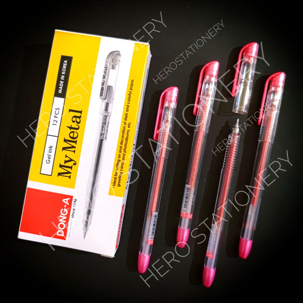 

Pena gel pen dong-a my metal 0.7 mm merah muda pink 16 . 12 unit