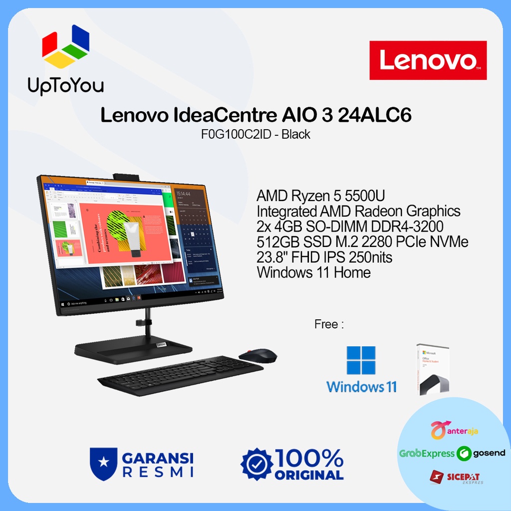 lenovo IdeaCentre AIO 3 24ALC6 C2ID Ryzen 5-5500U 8GB 512GB W11 OHS21
