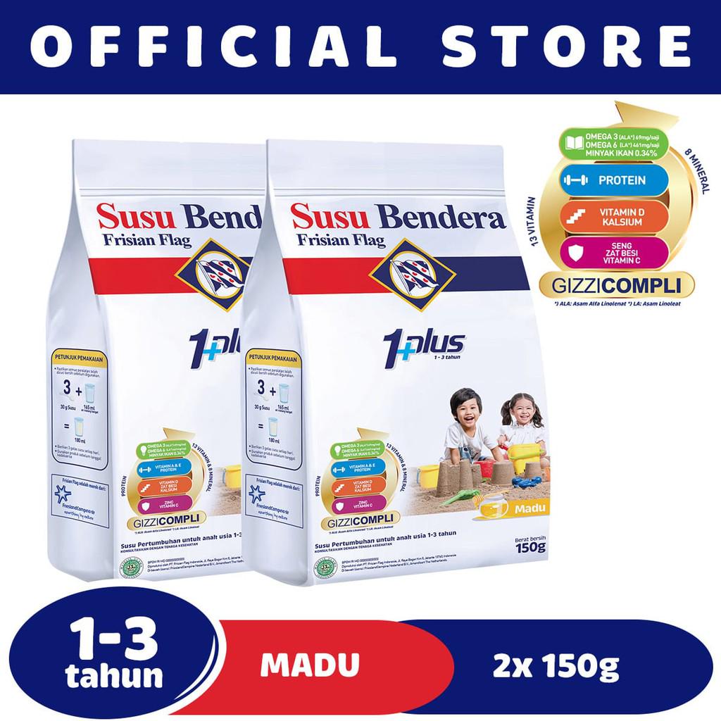 Susu Bendera 1+ 1-3 Tahun Madu 150 gr - 2 Pcs | Shopee ...