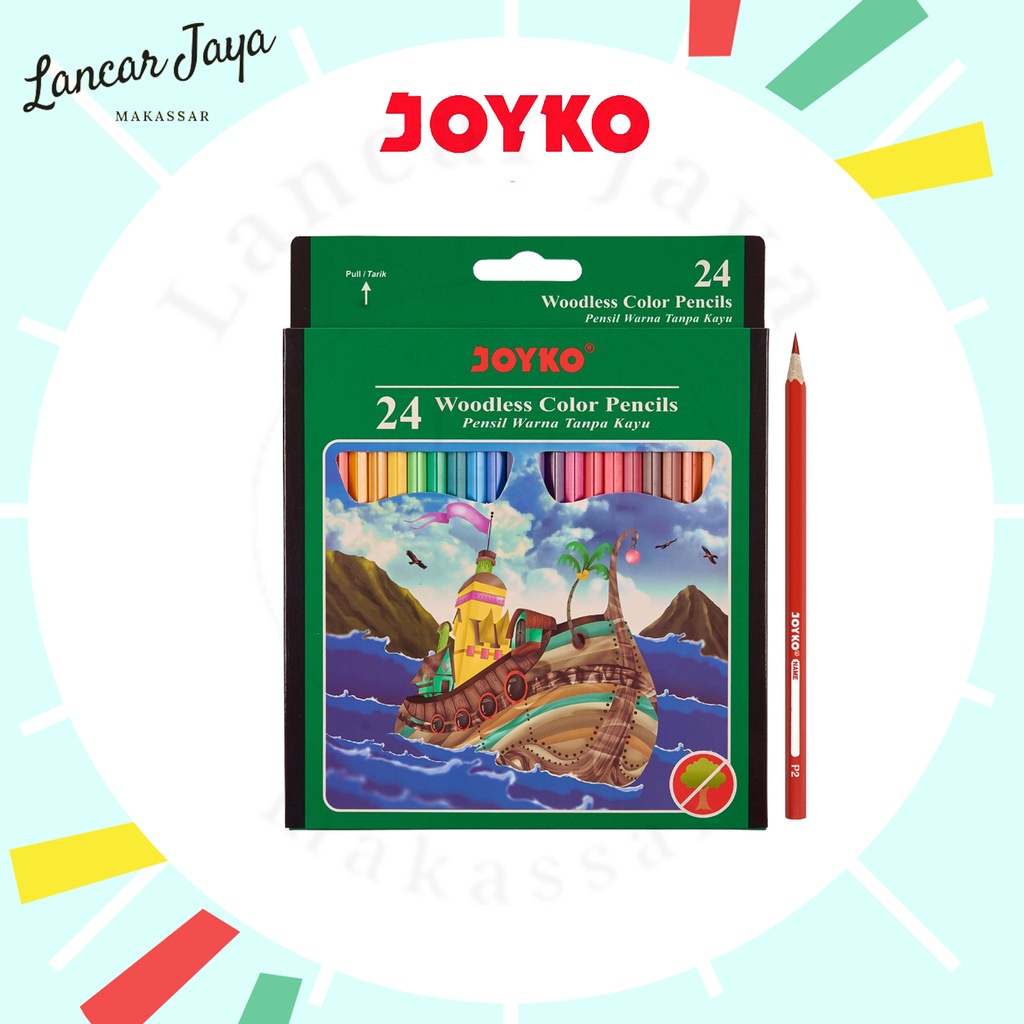 

Woodless Color Pencils Pensil Warna Hexagonal Grip Joyko CP-104 24 warna