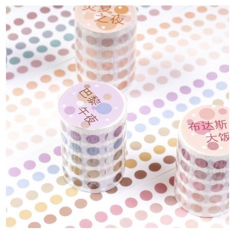 Morandi Dot Transparent Washi Tape - Stiker Tape Dot Untuk Bujo