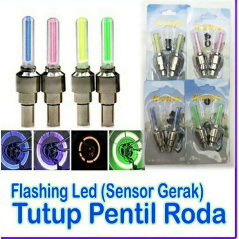 Tutup Pentil Stick Led Nyala Ban Motor / Mobil / Sepeda lampu menyala roda ban